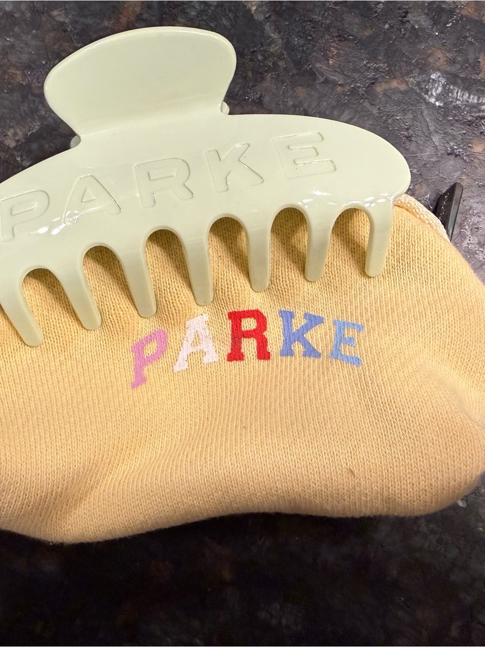 PARKe Pastel Yellow Coin Pouch with Mint Hair Clip - Picture 2 of 2